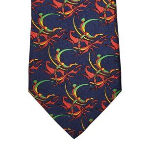 Salvatore Ferragamo Necktie Tie Men's Blue Abstract Silk Made in Italy Designer